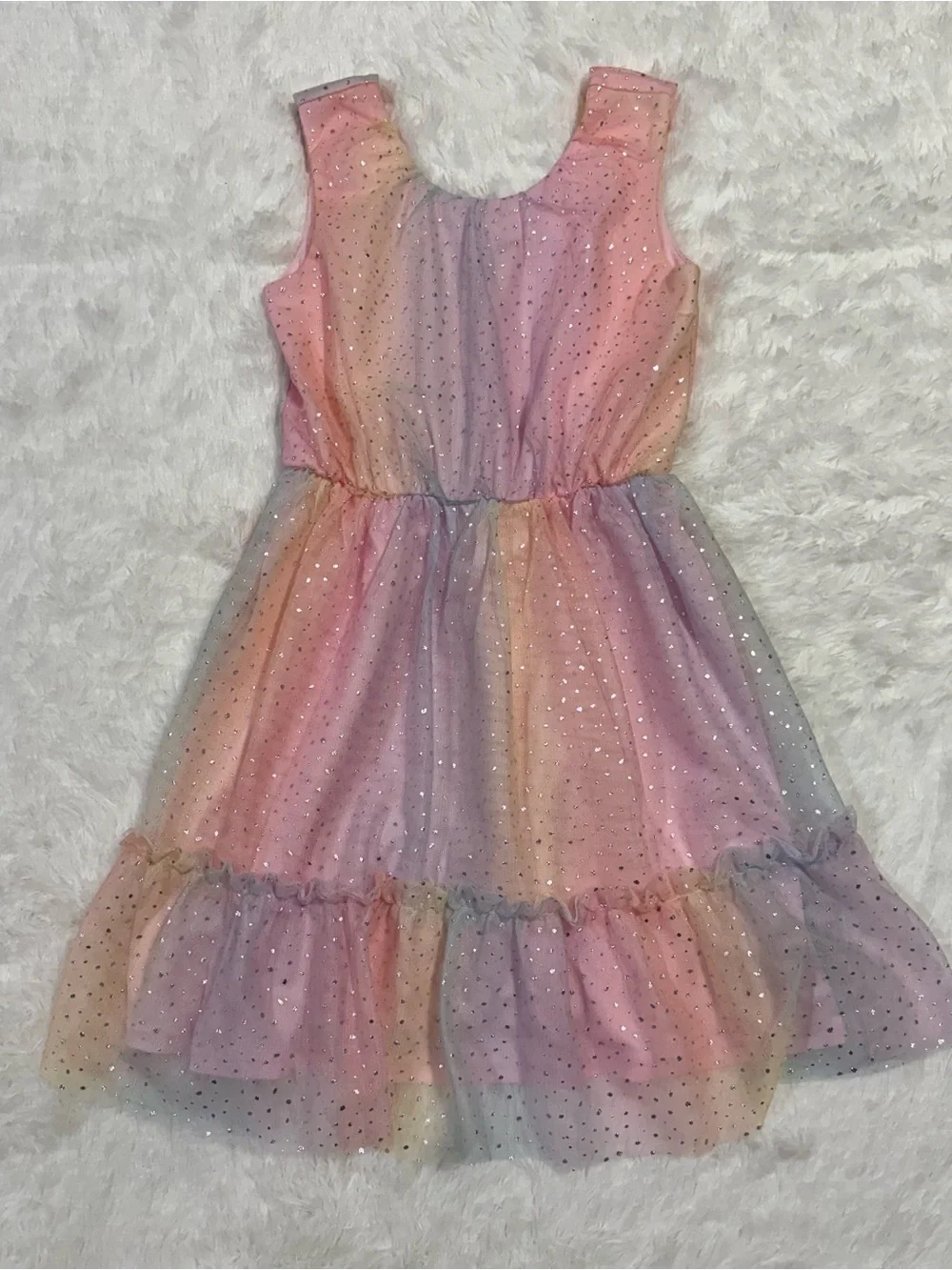 NWOT Children’s Place Glitter Rainbow Ombré Dress Size 10 Party Fancy Pastel - Picture 2 of 9